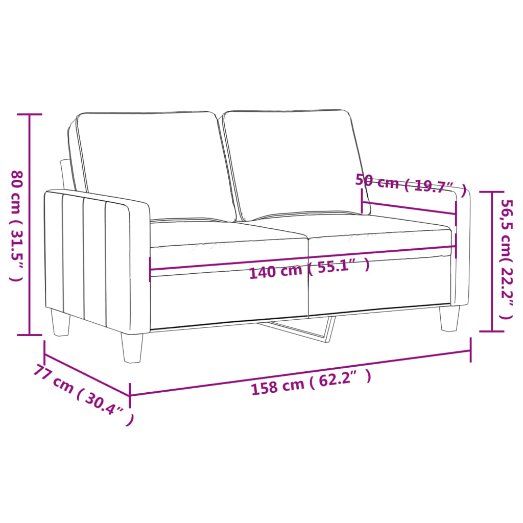 vidaXL 2-Sitzer-Sofa Schwarz 140 cm Stoff