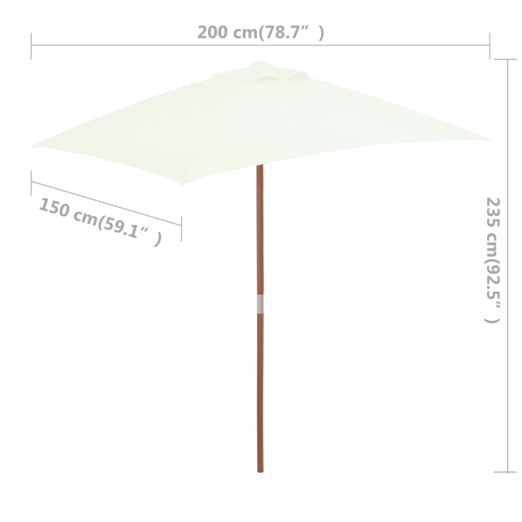 vidaXL Sonnenschirm mit Holz-Mast 150x200 cm Sandweiß