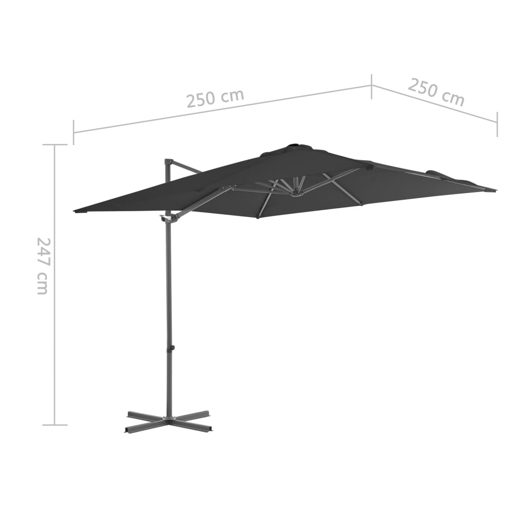 vidaXL Ampelschirm mit Stahl-Mast 250x250 cm Anthrazit