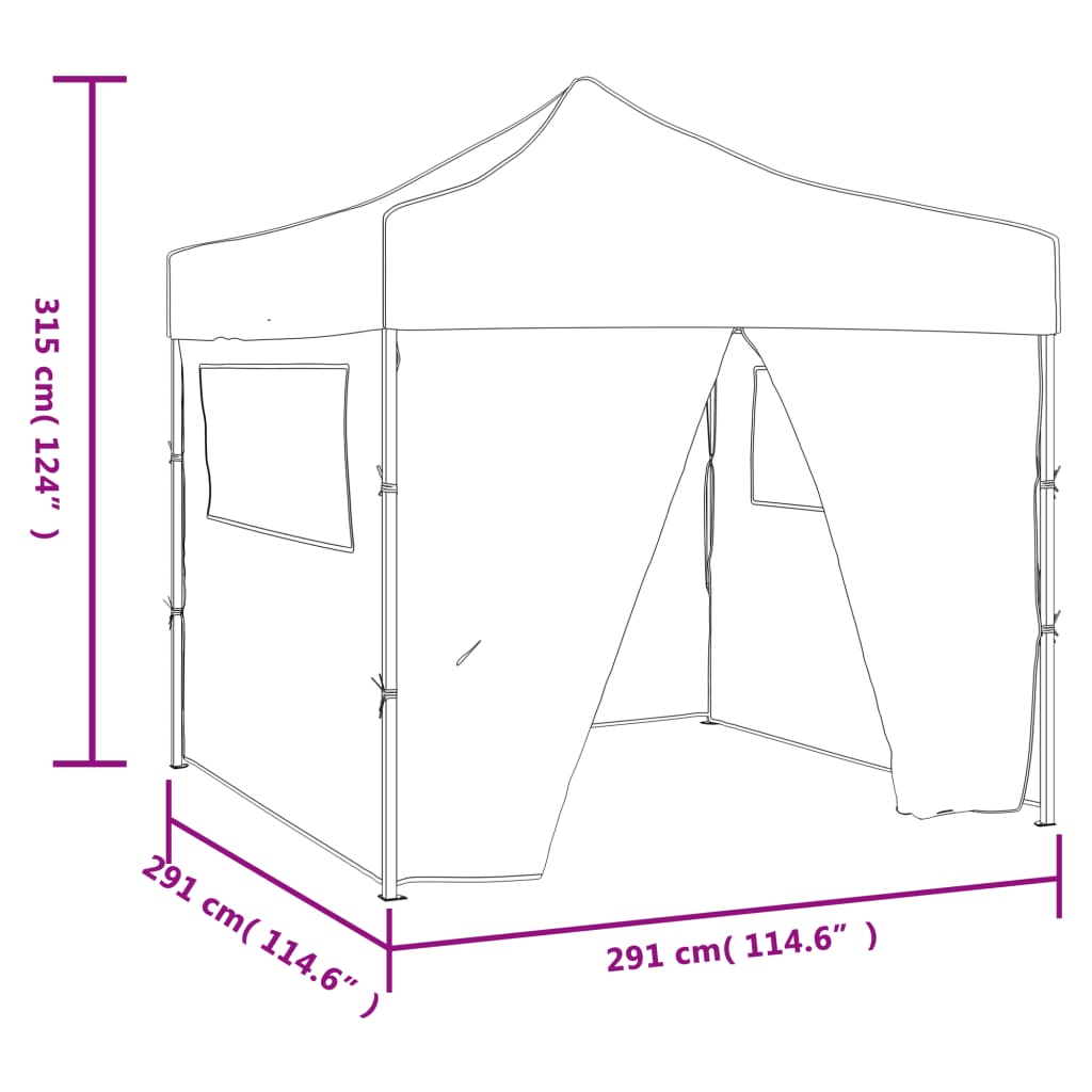 vidaXL Faltzelt 3x3 m Blau 4 Seitenwände