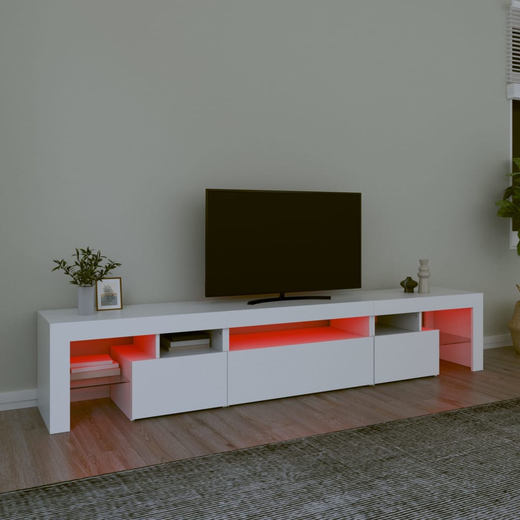 vidaXL TV-Schrank mit LED-Leuchten Weiß 215x36,5x40 cm