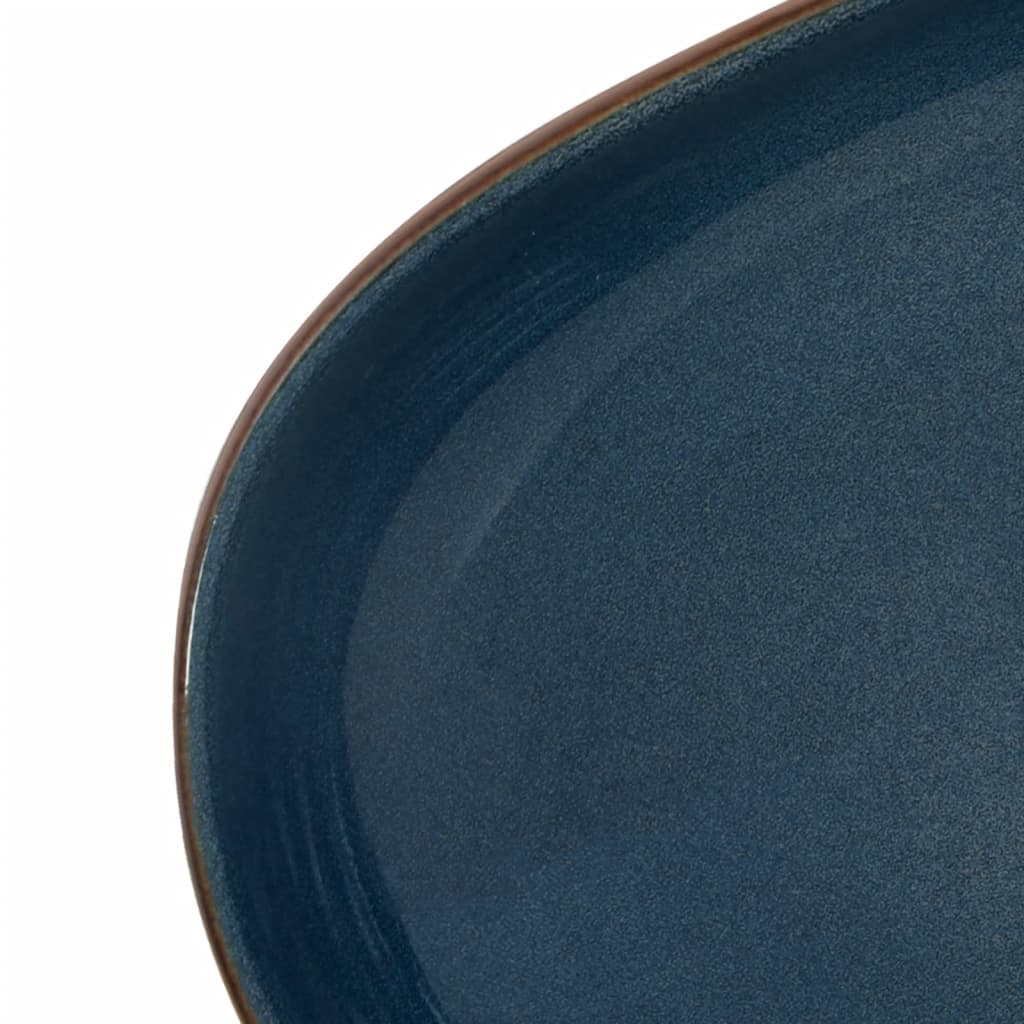 vidaXL Aufsatzwaschbecken Braun und Blau Oval 59x40x14 cm Keramik