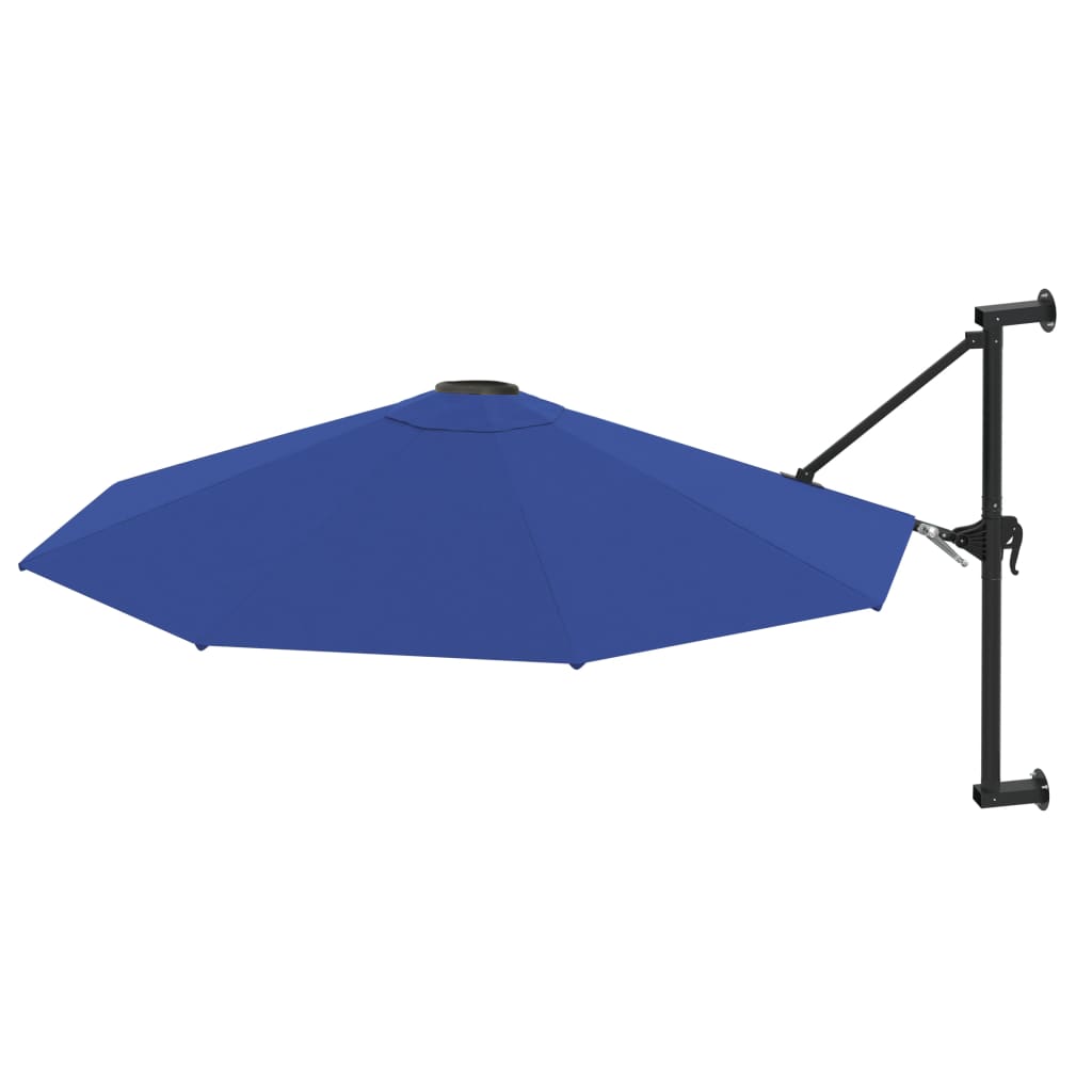 vidaXL Sonnenschirm zur Wandmontage mit Metall-Mast 300 cm Blau