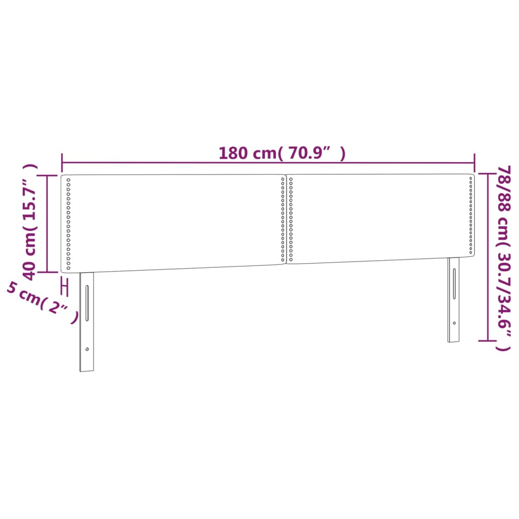 vidaXL LED Kopfteil Dunkelgrün 180x5x78/88 cm Samt