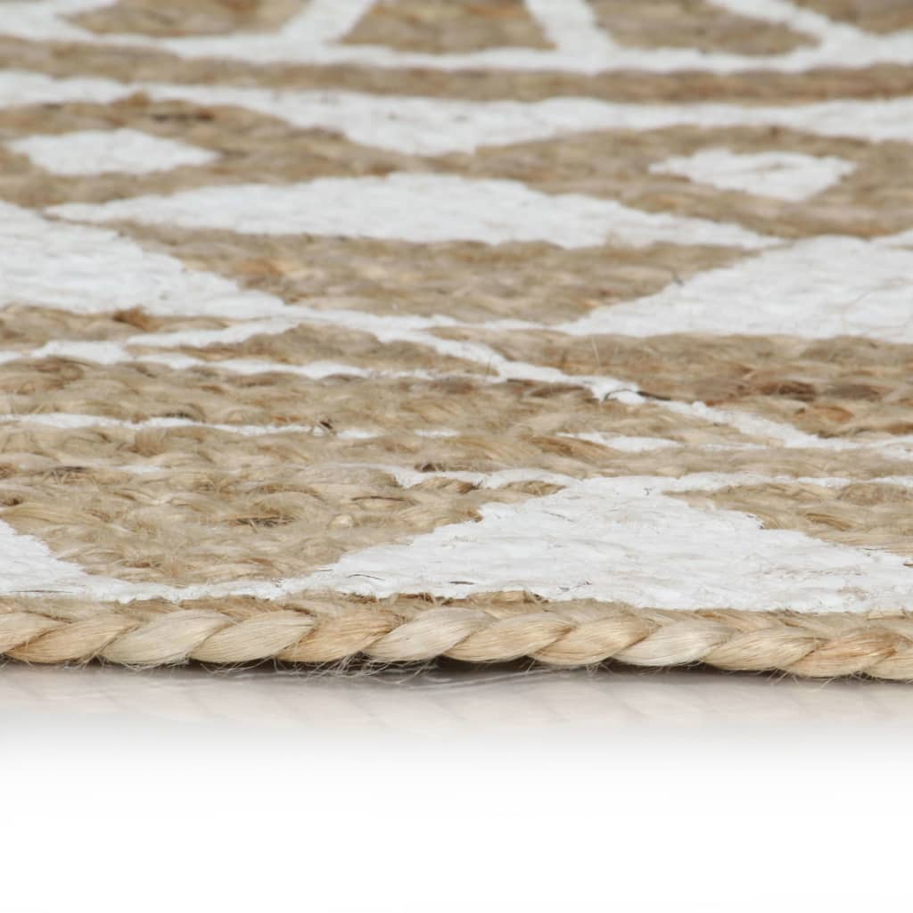vidaXL Teppich Handgefertigt Jute mit weißem Aufdruck 150 cm