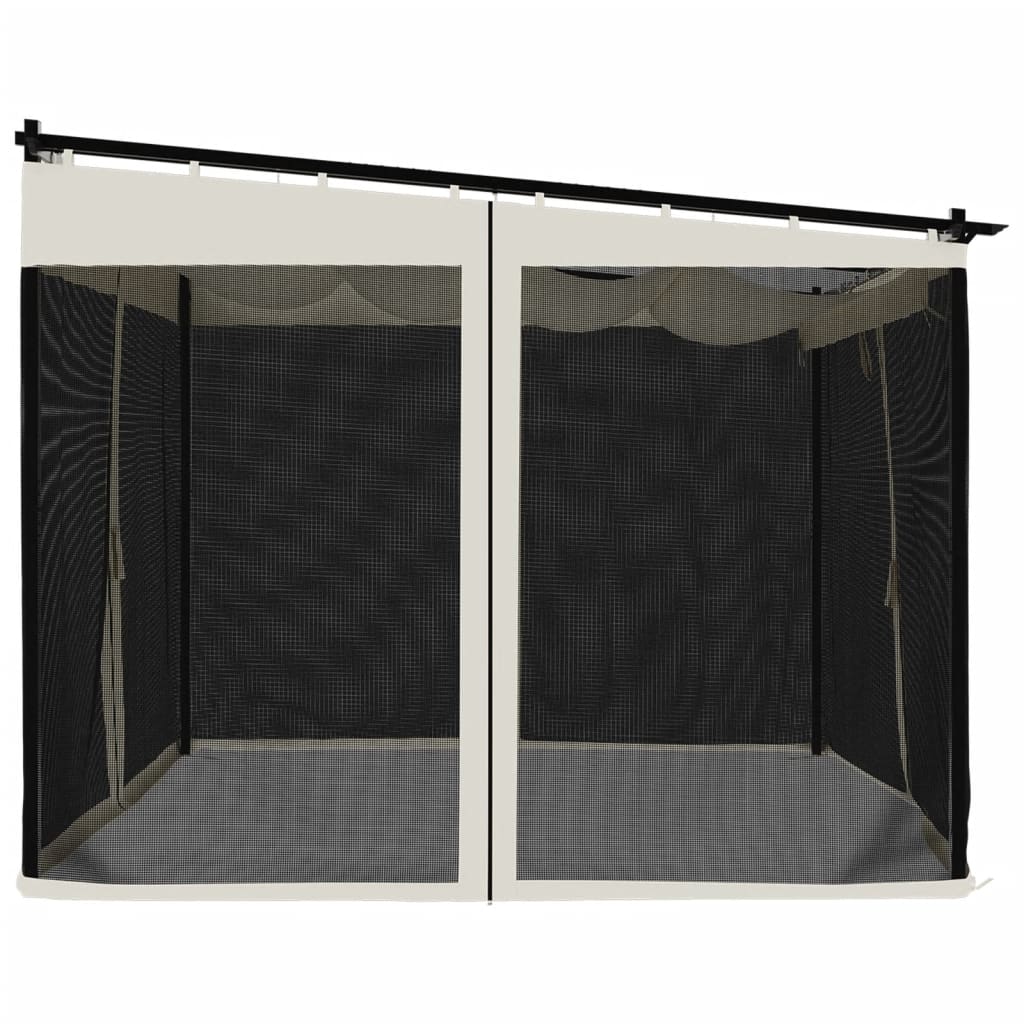 vidaXL Pavillon mit Netzwände Creme 3x3 m Stahl