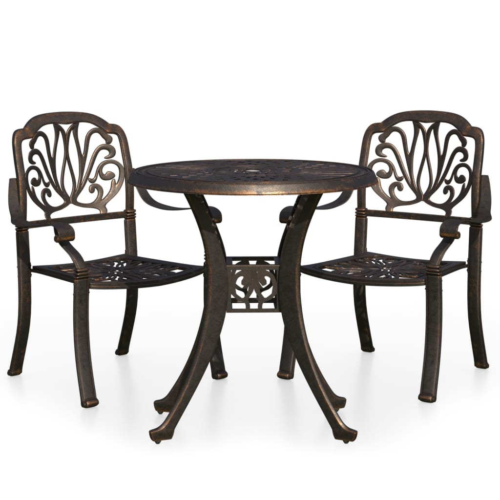 vidaXL 3-tlg. Bistro-Set Aluminiumguss Bronzen