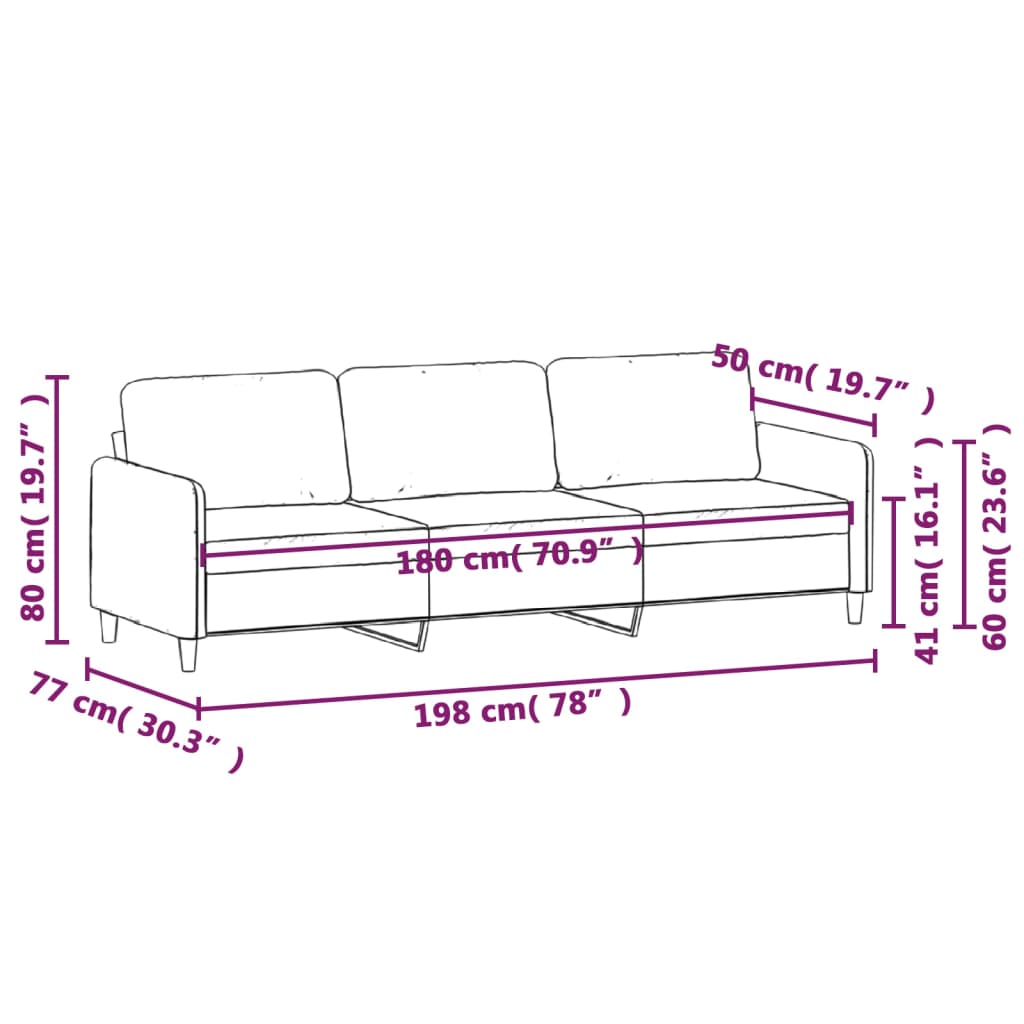 vidaXL 3-Sitzer-Sofa Braun 180 cm Stoff