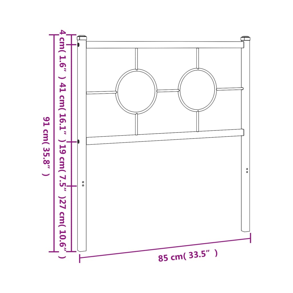 vidaXL Kopfteil Metall Weiß 80 cm