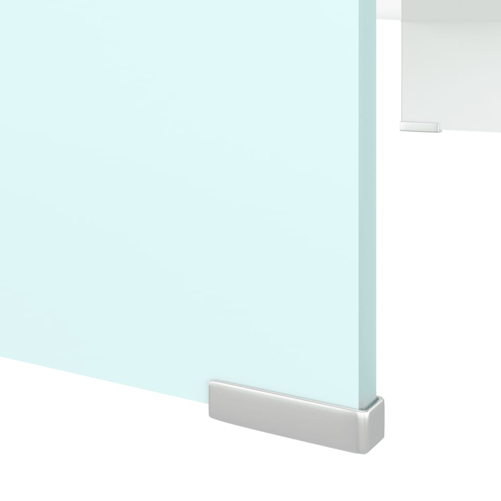 vidaXL TV-Tisch/Bildschirmerhöhung Glas Weiß 80x30x13 cm
