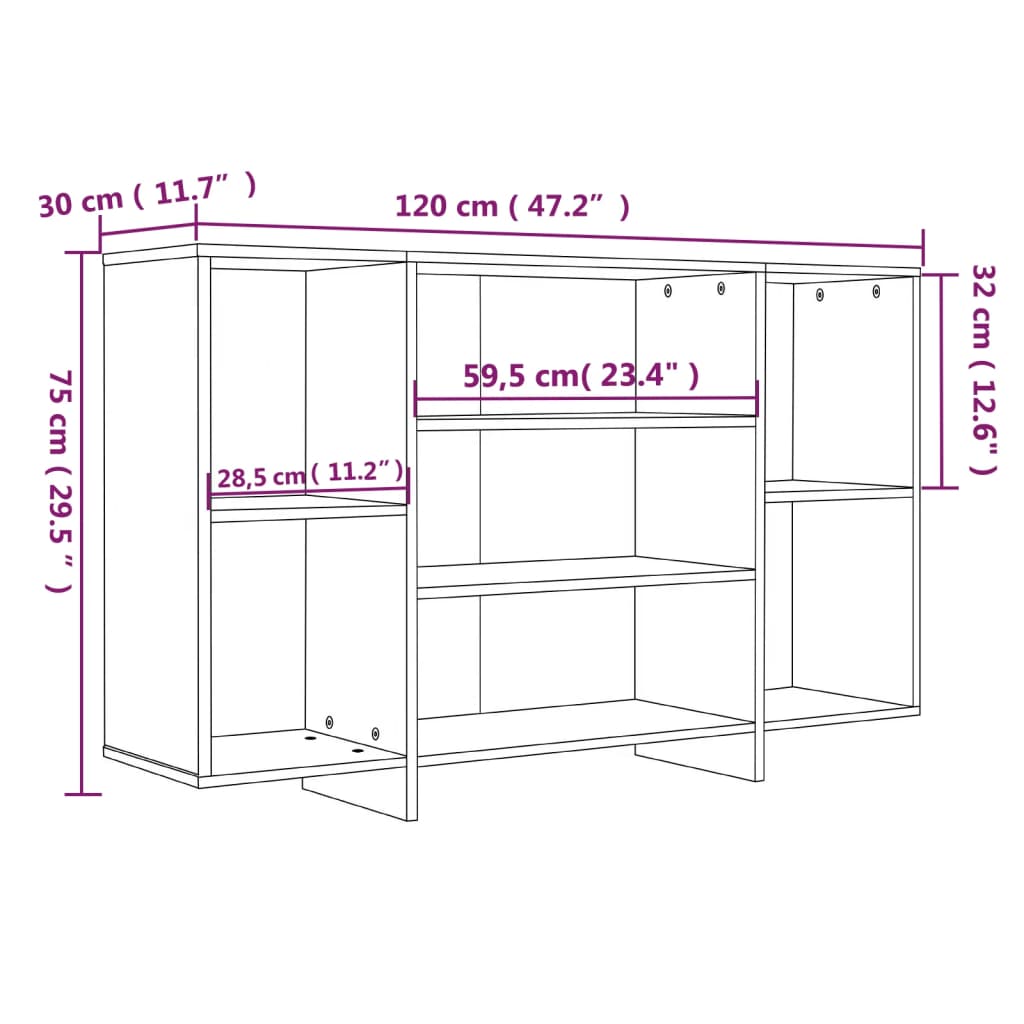 vidaXL Sideboard Sonoma-Eiche 120x30x75 cm Holzwerkstoff