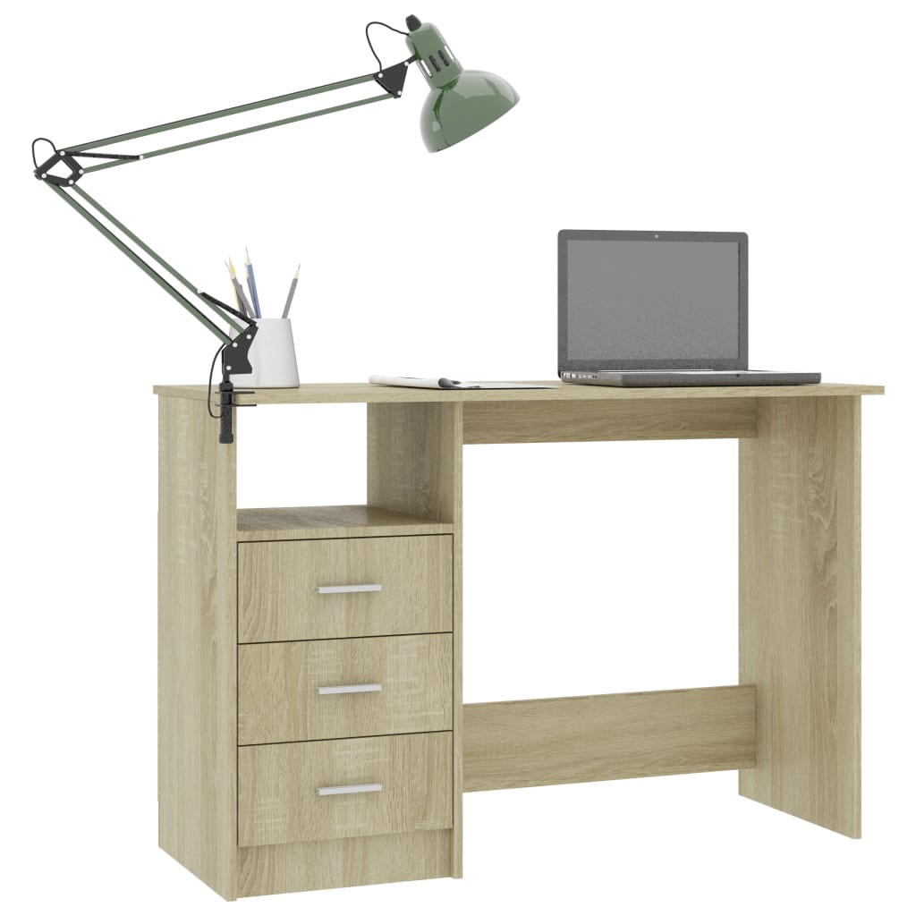 vidaXL Schreibtisch mit Schubladen Sonoma-Eiche 110x50x76cm Spanplatte