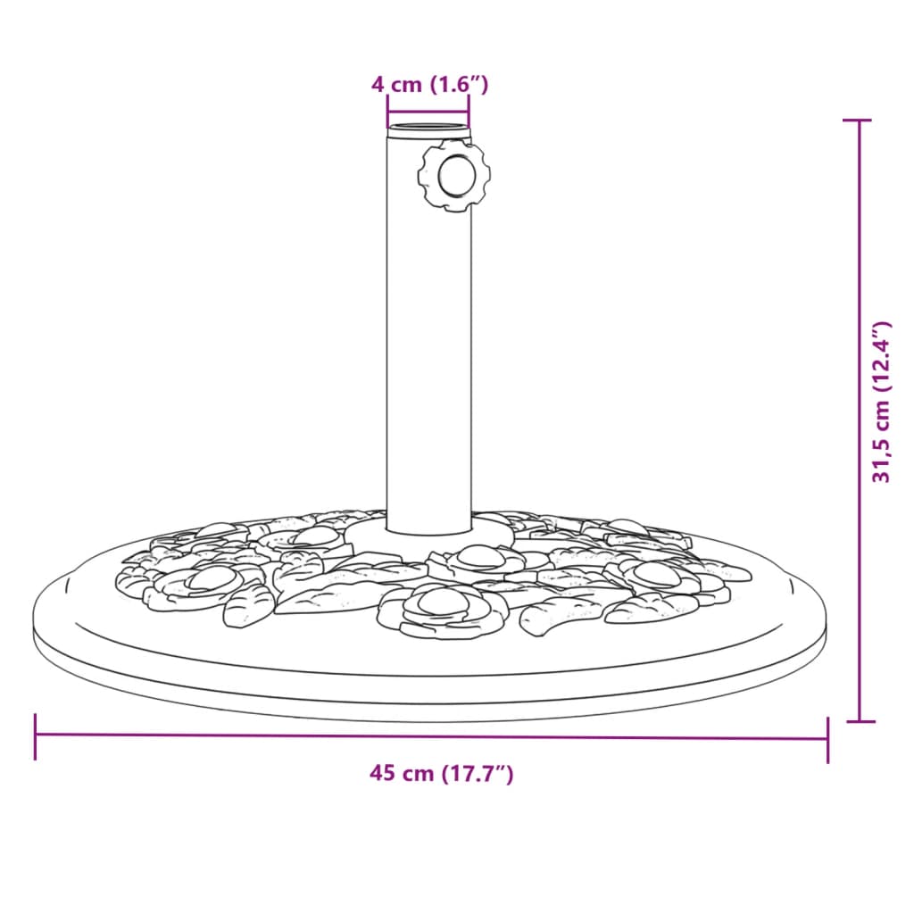 vidaXL Sonnenschirmständer für Ø38/48 mm Mast 12 kg Rund