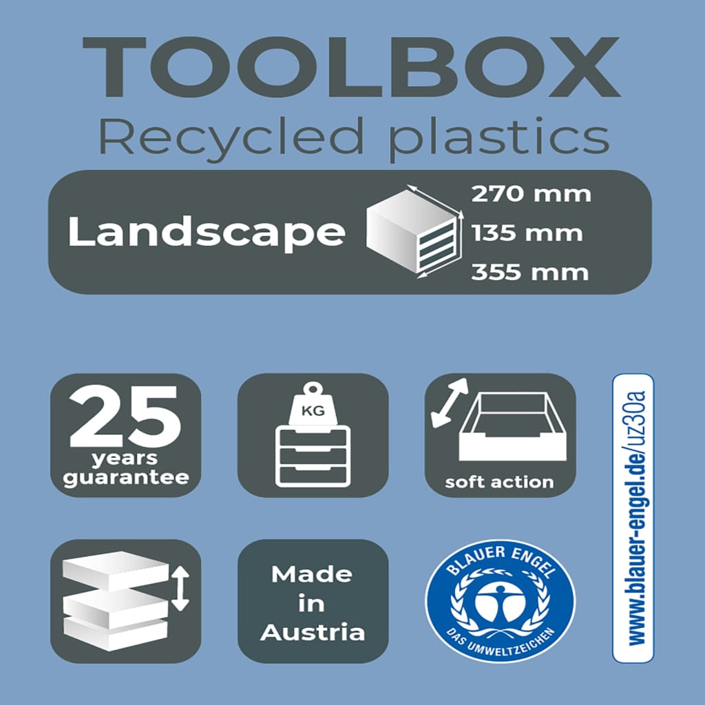 Exacompta Schubladenbox Toolbox Maxi mit 3 Laden Harlequin