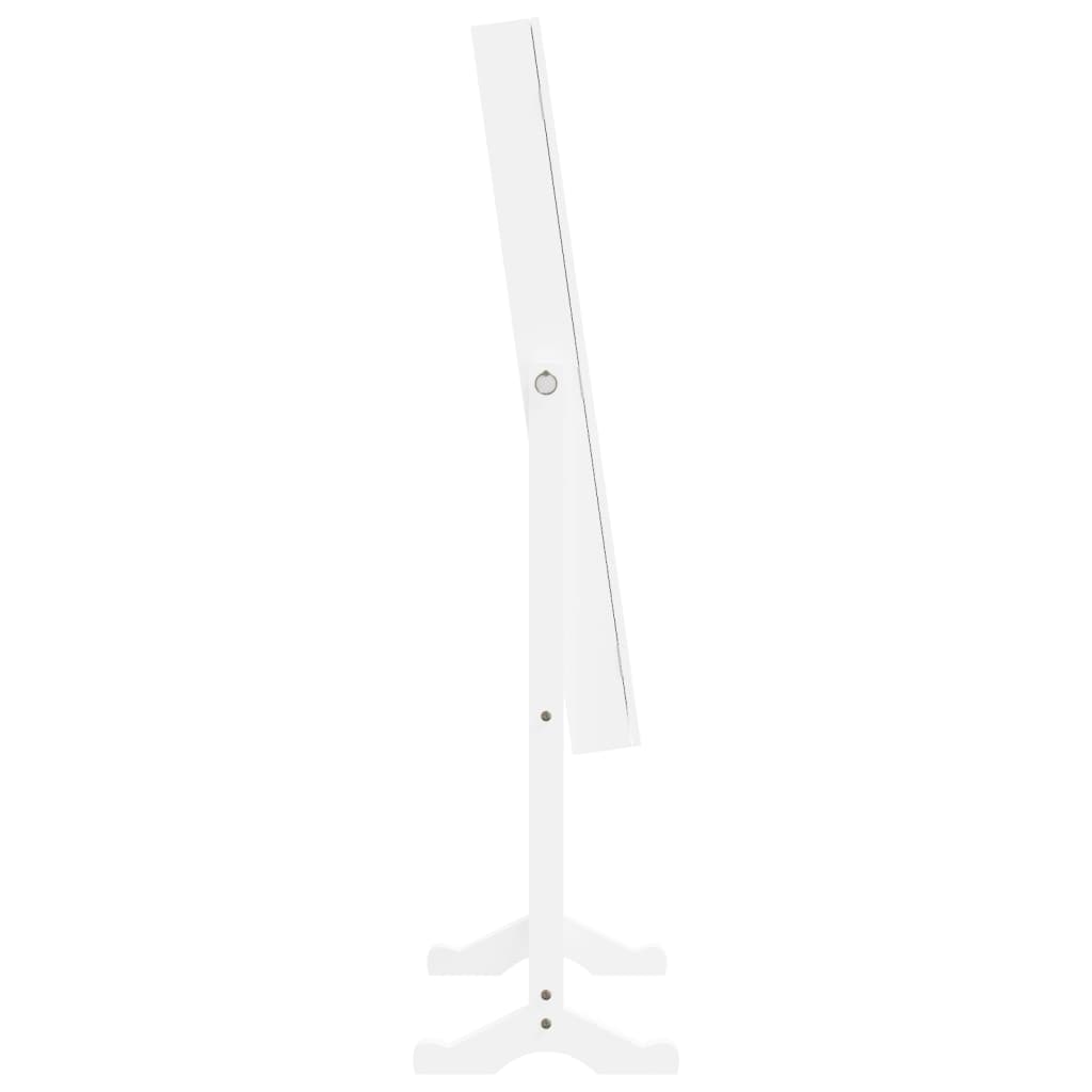 vidaXL Schmuckschrank mit Spiegel & LED-Beleuchtung Freistehend Weiß