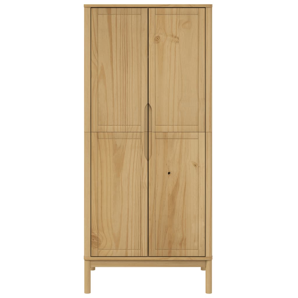 vidaXL Kleiderschrank FLORO Wachsbraun 77x53x171 cm Massivholz Kiefer