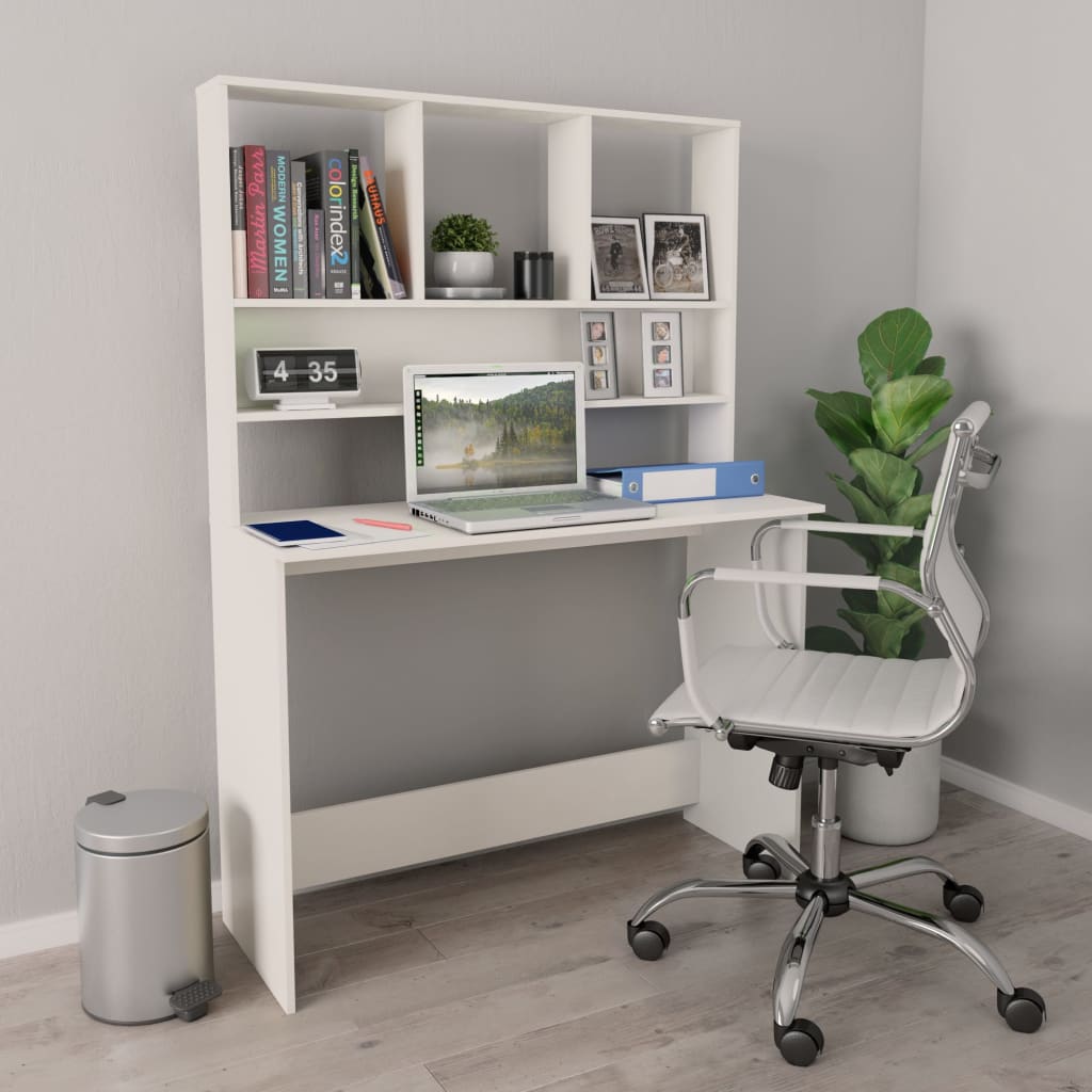 vidaXL Schreibtisch mit Regalen Weiß 110x45x157 cm Holzwerkstoff
