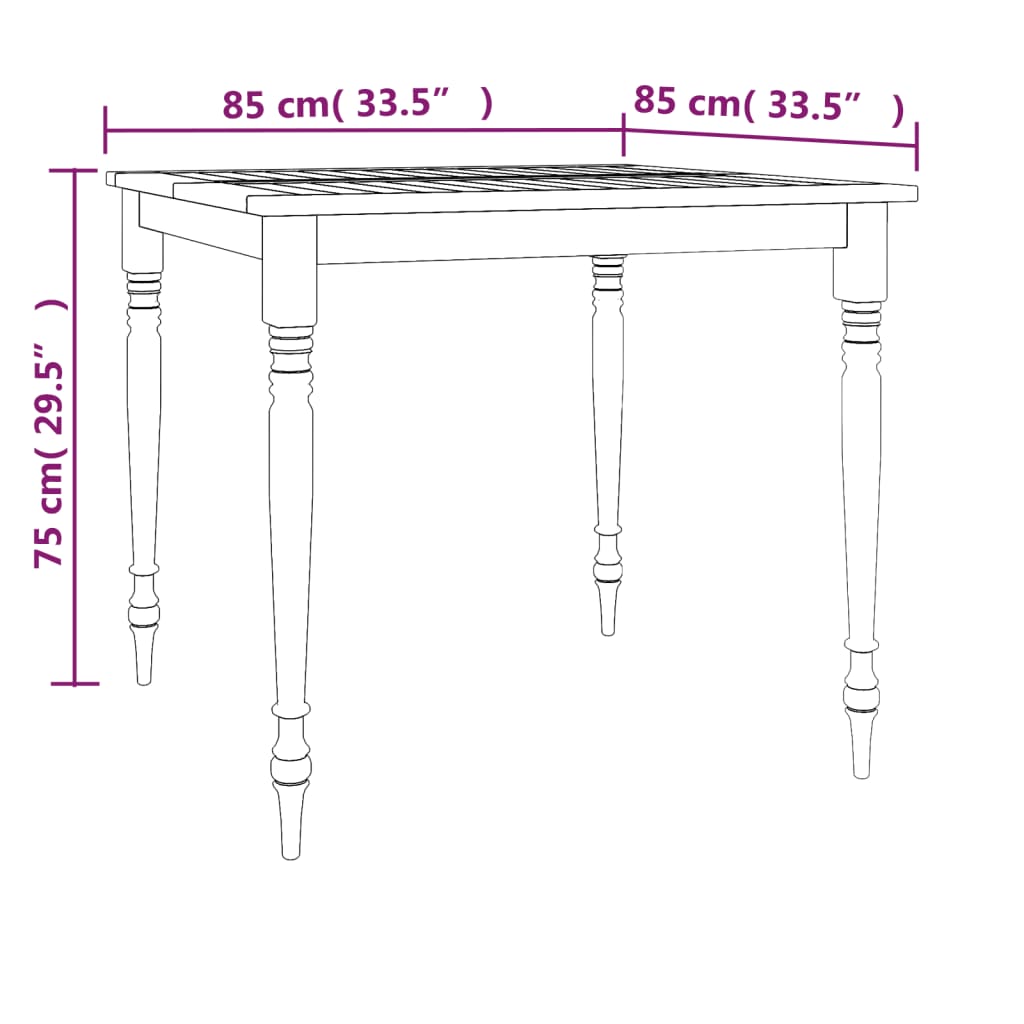 vidaXL 5-tlg. Garten-Essgruppe Massivholz Teak