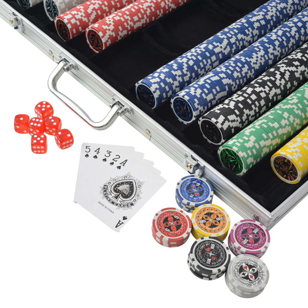vidaXL Poker Set mit 1.000 Laserchips Aluminium