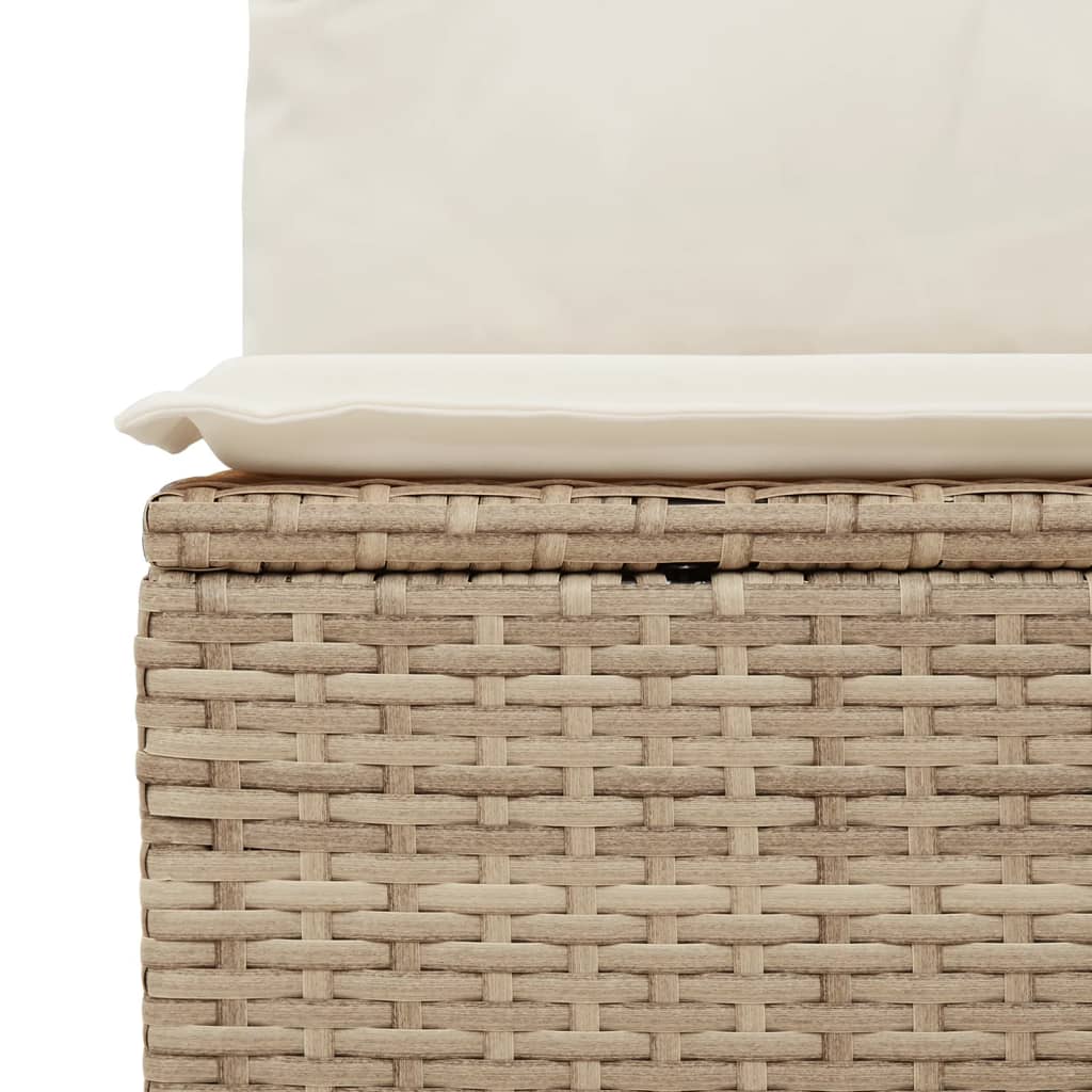 vidaXL 14-tlg. Garten-Sofagarnitur mit Kissen Beige Poly Rattan