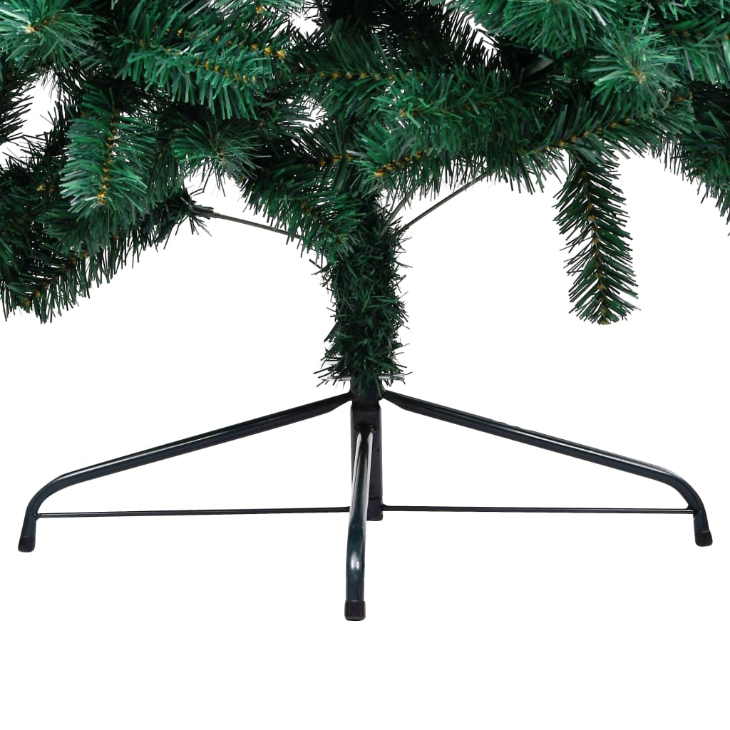 vidaXL Künstlicher Halb-Weihnachtsbaum Beleuchtung Kugeln Grün 210 cm