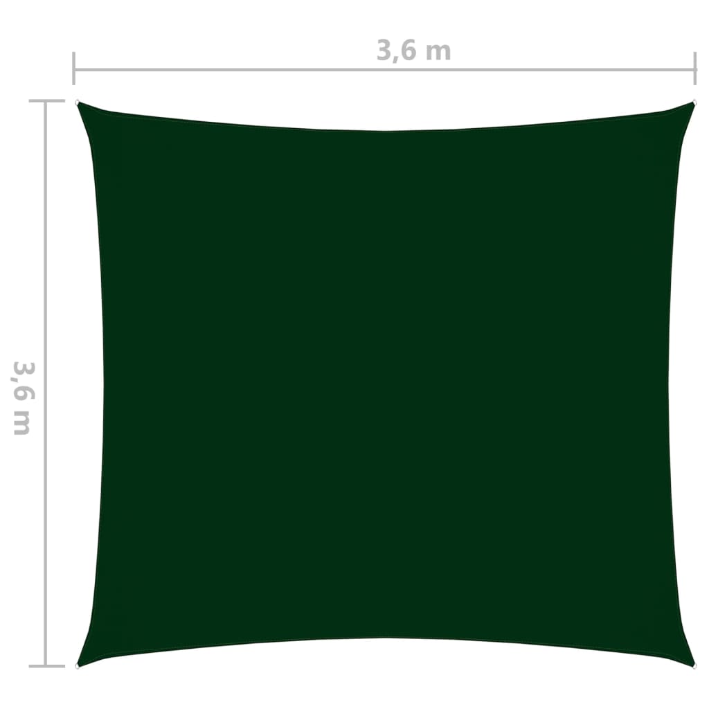 vidaXL Sonnensegel Oxford-Gewebe Quadratisch 3,6x3,6 m Dunkelgrün