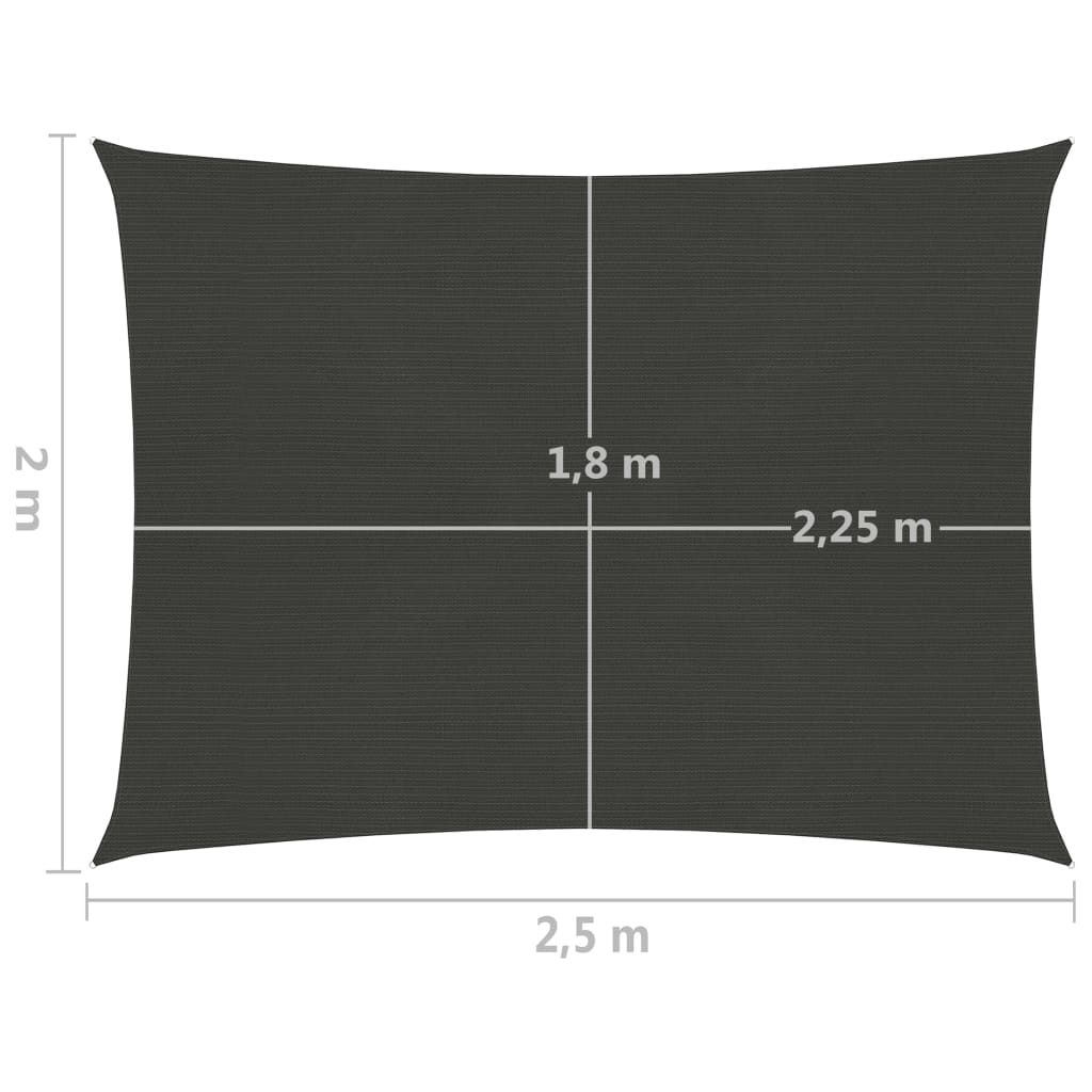 vidaXL Sonnensegel 160 g/m² Anthrazit 2x2,5 m HDPE