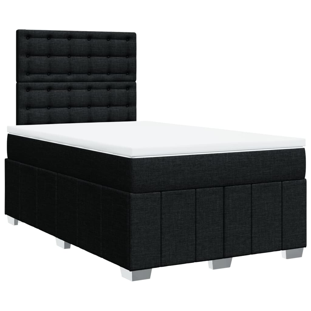 vidaXL Boxspringbett mit Matratze Schwarz 120x200 cm Stoff