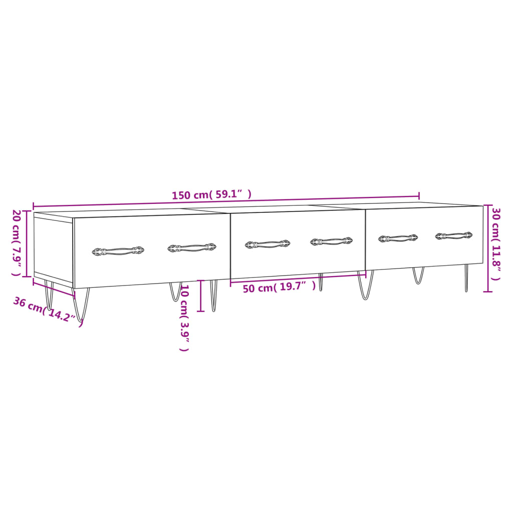 vidaXL TV-Schrank Hochglanz-Weiß 150x36x30 cm Holzwerkstoff