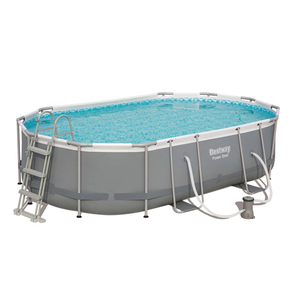 Bestway Power Stahlrahmen-Pool Set Oval 488x305x107 cm 56448