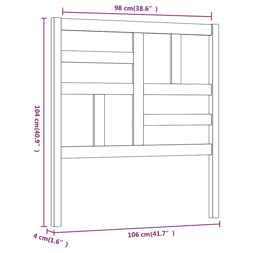 vidaXL Kopfteil Grau 106x4x104 cm Massivholz Kiefer