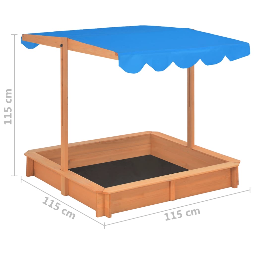 vidaXL Sandkasten mit Verstellbarem Dach Tannenholz 115x115x115 cm