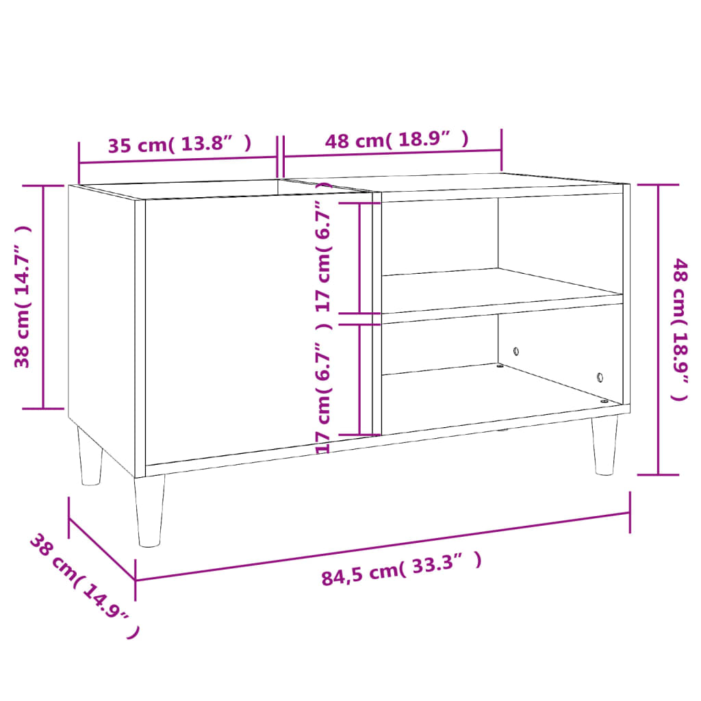 vidaXL Plattenschrank Sonoma-Eiche 84,5x38x48 cm Holzwerkstoff