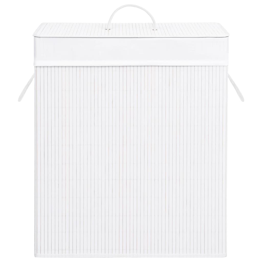 vidaXL Bambus-Wäschekorb mit 2 Fächern Weiß 100 L