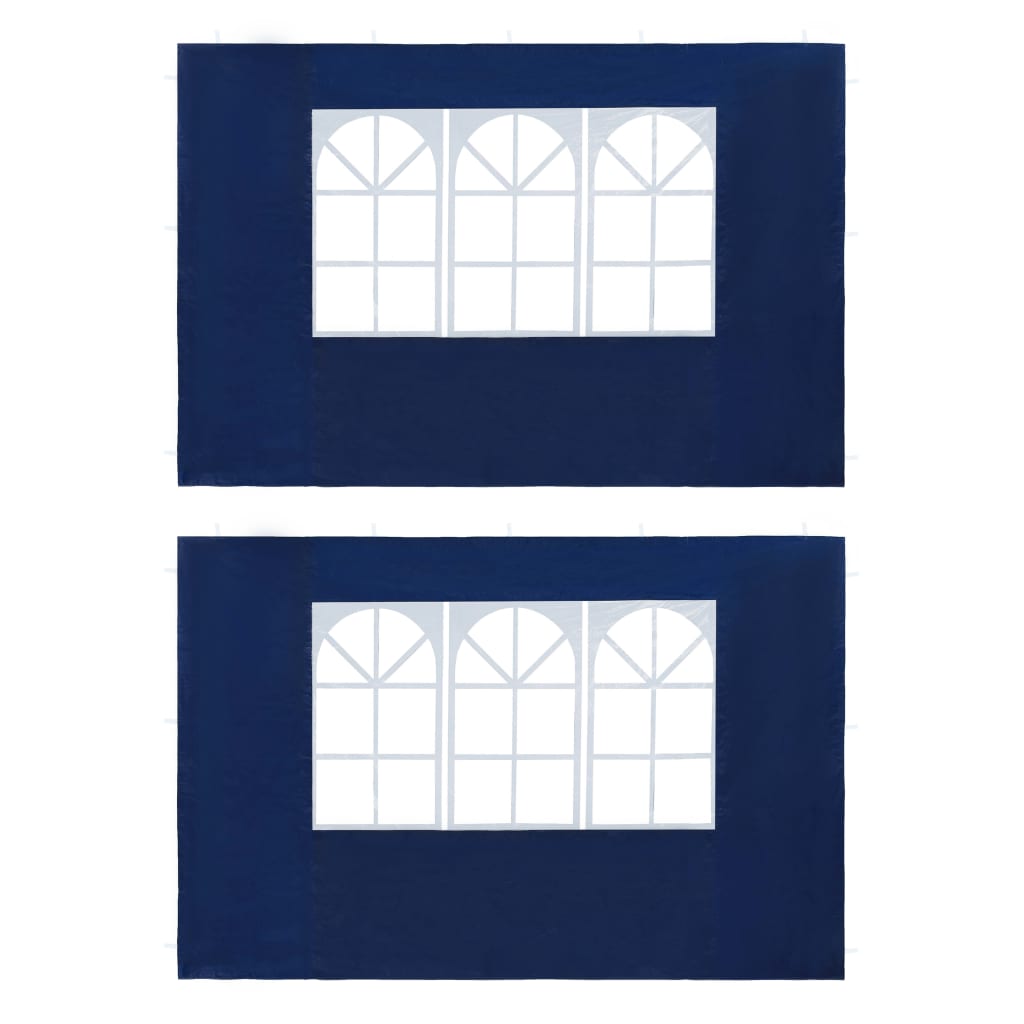 vidaXL Partyzelt-Seitenwände 2 Stück mit Fenster PE Blau