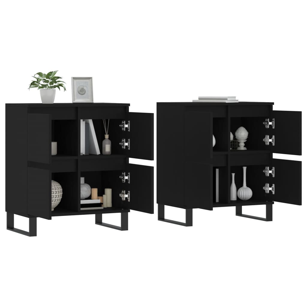 vidaXL Sideboards 2 Stk. Schwarz Holzwerkstoff