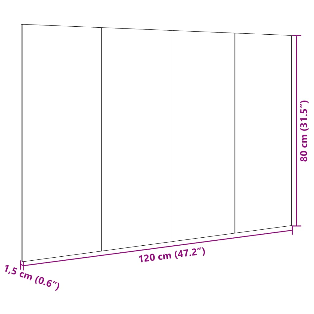 vidaXL Kopfteil mit Nachttischen Grau Sonoma 120 cm Holzwerkstoff