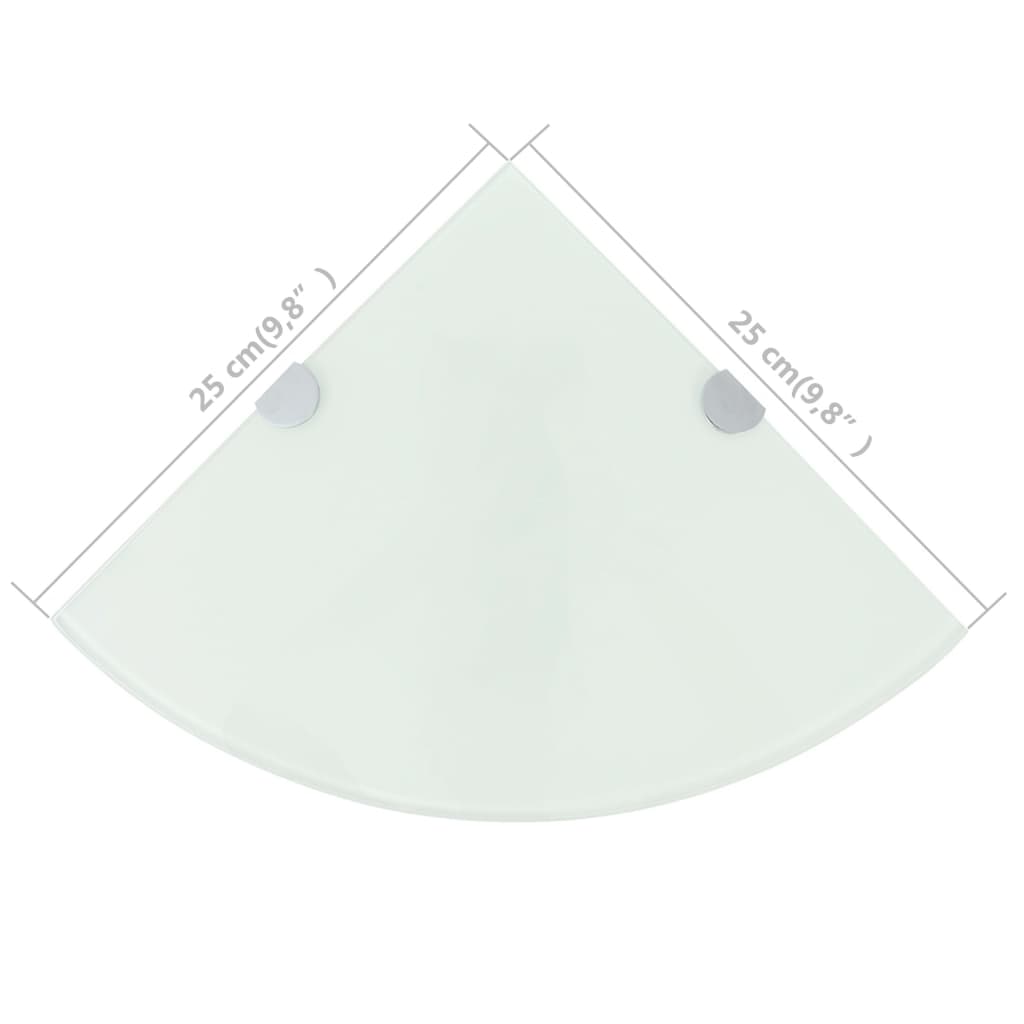 vidaXL Eckablage mit Verchromten Halterungen Glas Weiß 25x25 cm