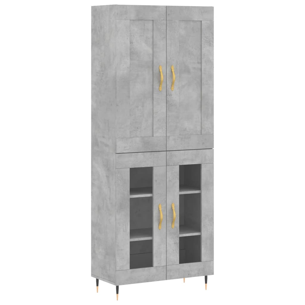 vidaXL Highboard Betongrau 69,5x34x180 cm Holzwerkstoff