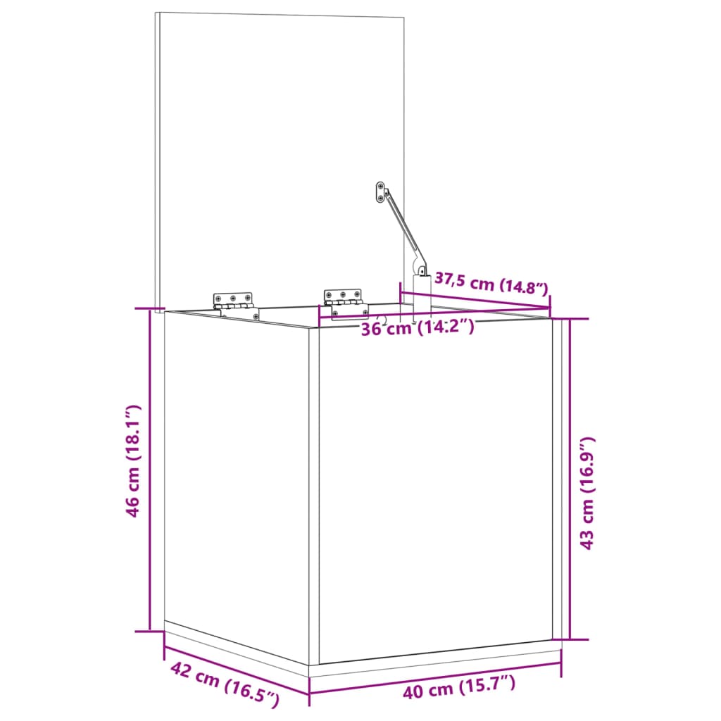 vidaXL Truhe Sonoma-Eiche 40x42x46 cm Holzwerkstoff