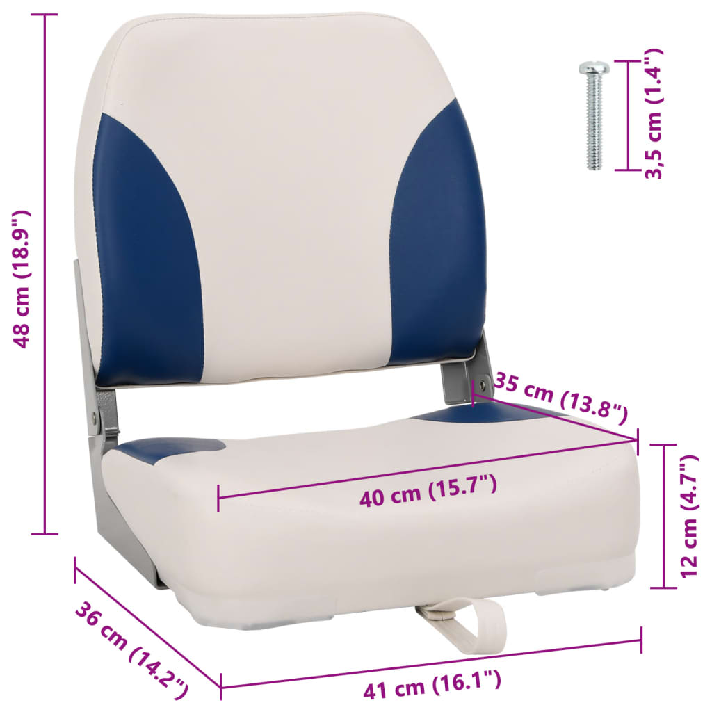 vidaXL 4-tlg. Bootssitz-Set Klappbar mit Polster in Blau-Weiß