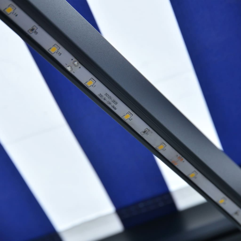 vidaXL Markise mit Windsensor & LED 500x300cm Blau und Weiß