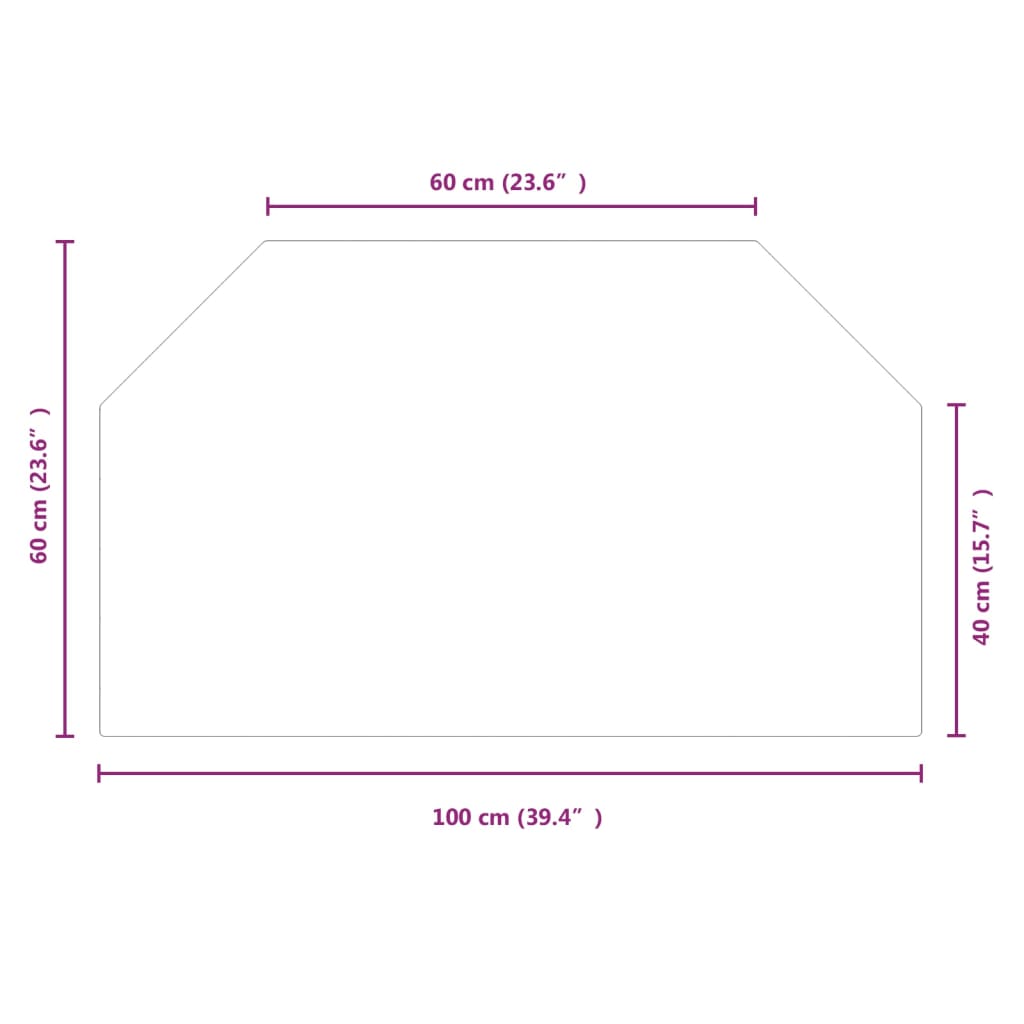 vidaXL Kaminofen Glasplatte Sechseck 100x60 cm