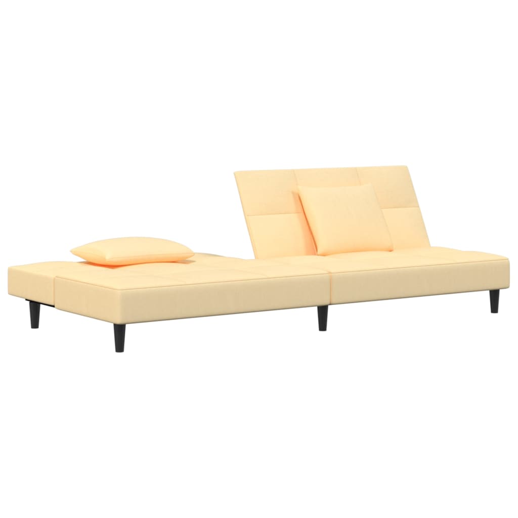 vidaXL Schlafsofa 2-Sitzer mit 2 Kissen Creme Samt