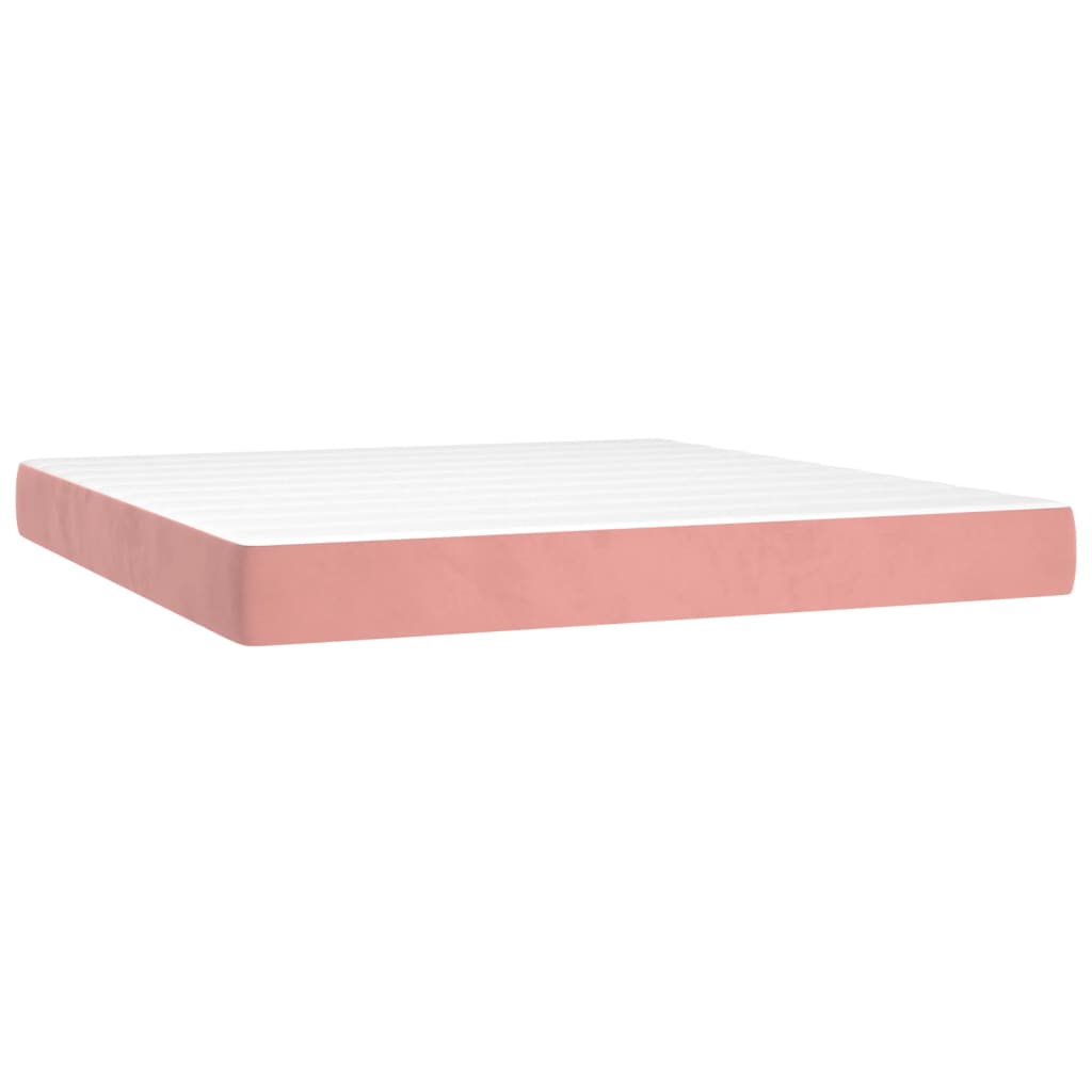 vidaXL Boxspringbett mit Matratze Rosa 180x200 cm Samt