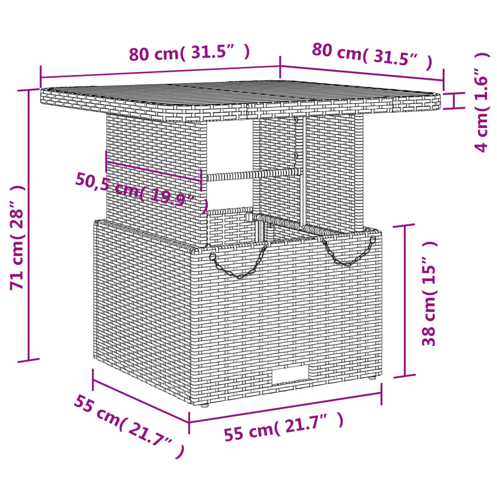 vidaXL 3-tlg. Garten-Essgruppe mit Kissen Grau Poly Rattan