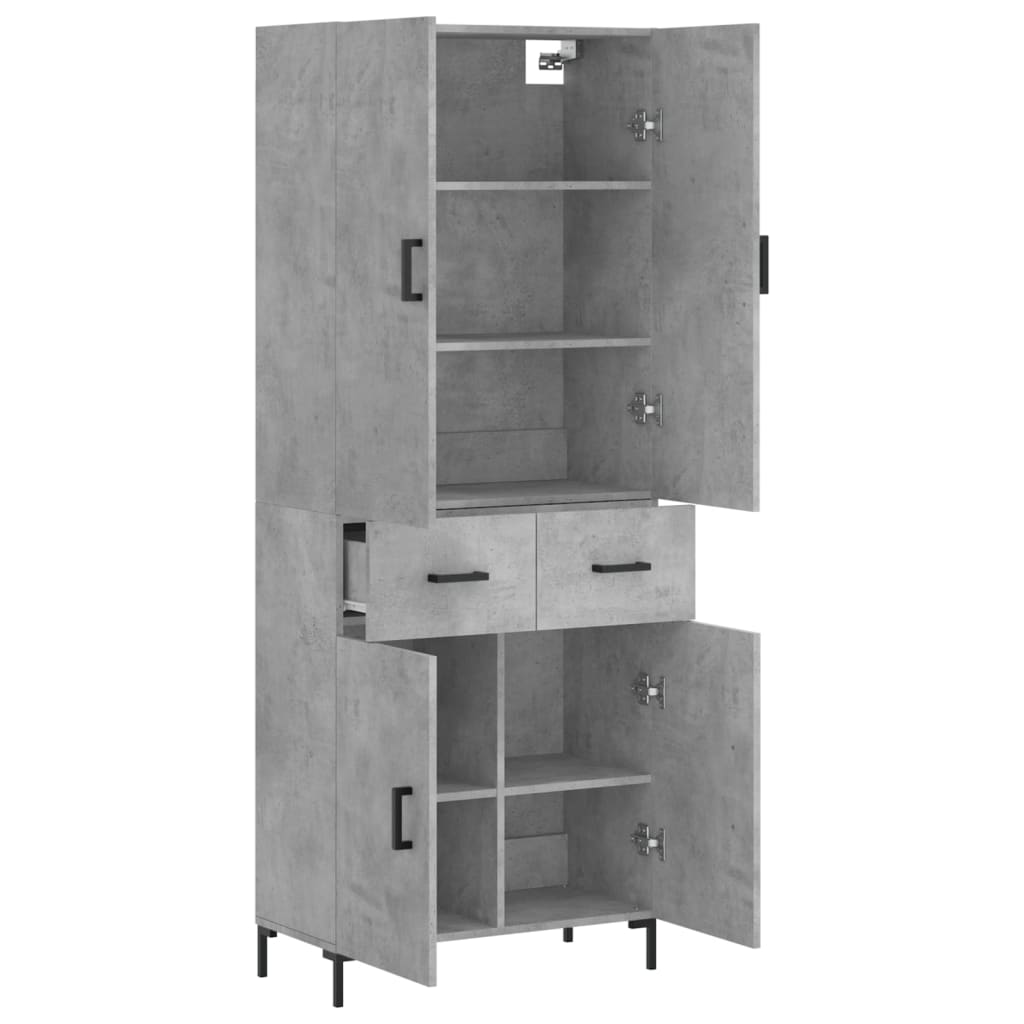 vidaXL Highboard Betongrau 69,5x34x180 cm Holzwerkstoff