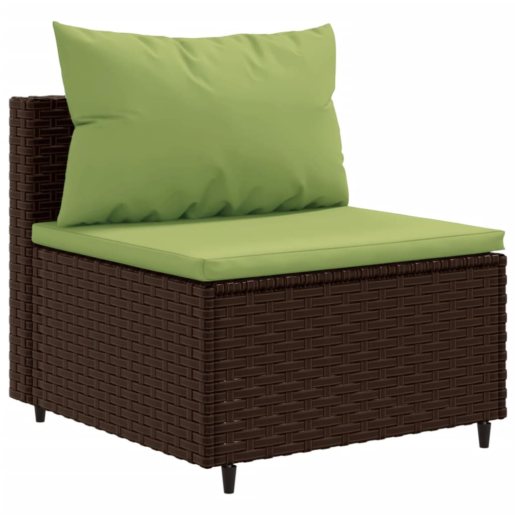 vidaXL 7-tlg. Garten-Lounge-Set mit Kissen Braun Poly Rattan