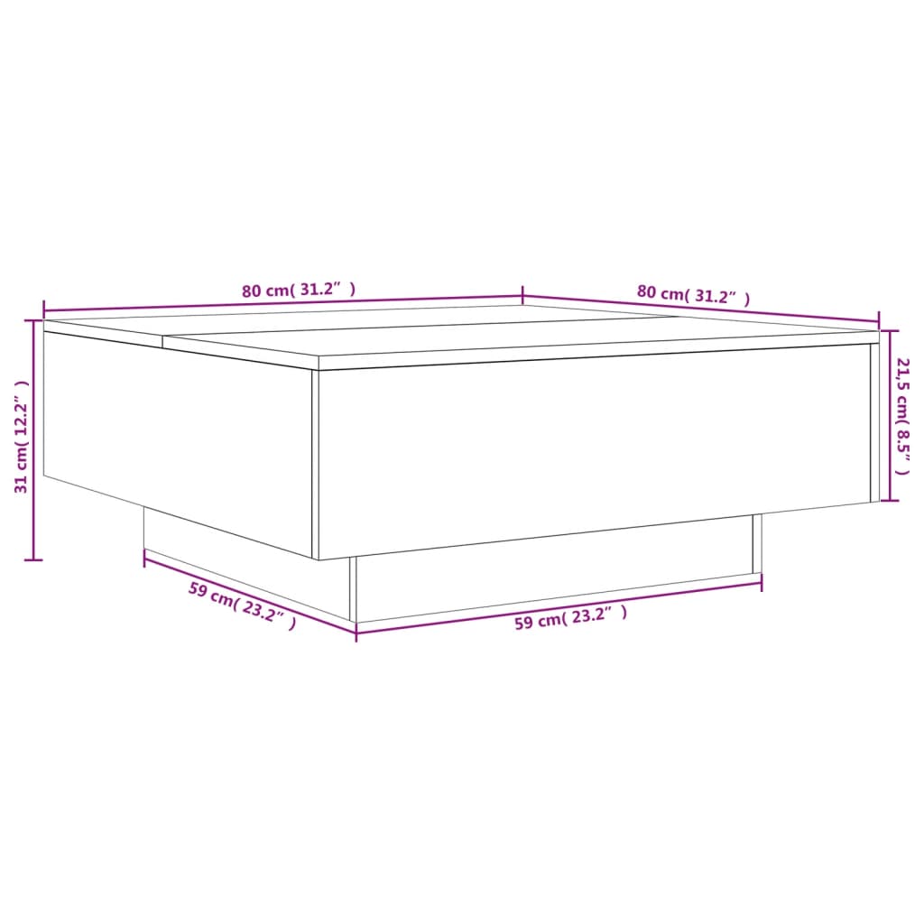 vidaXL Couchtisch Sonoma-Eiche 80x80x31 cm Holzwerkstoff