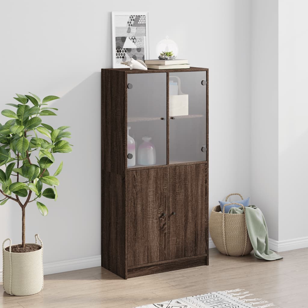 vidaXL Highboard mit Türen Braun Eiche-Optik 68x37x142cm Holzwerkstoff